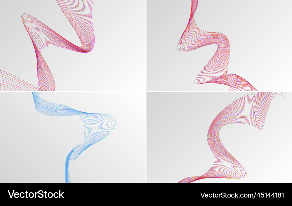 Set of 4 geometric wave pattern backgrounds Set of 4 geometric wave pattern backgrounds vector image