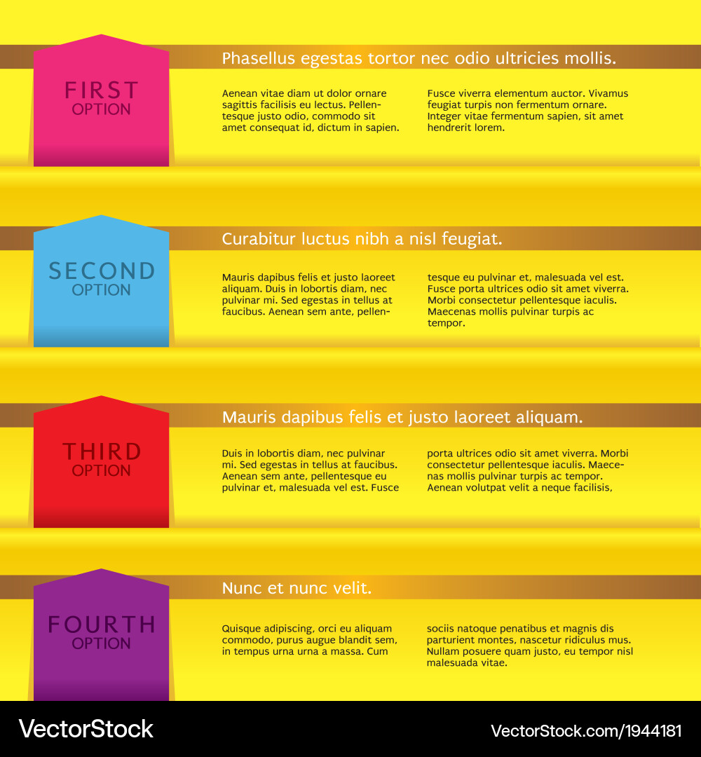Set of colorful banners with option number vector image