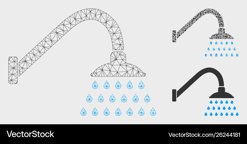 Shower mesh network model and triangle Shower mesh network model and triangle vector image