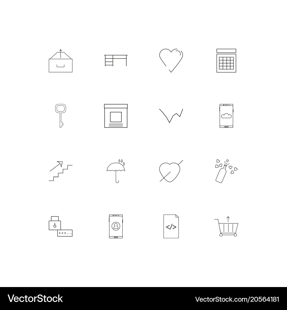 Signs and symbols simple linear icons set vector image