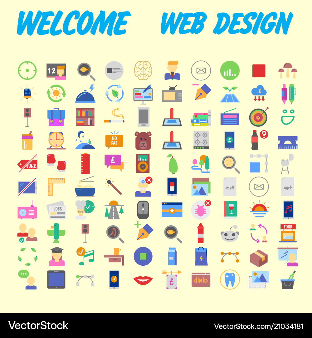 Simple set of flat line icons contains vector image