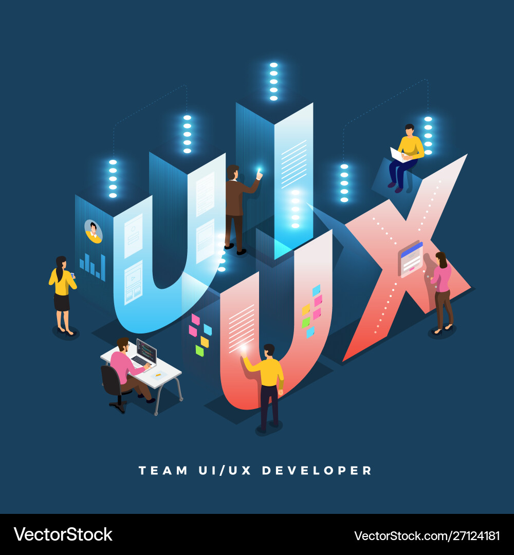 Teamwork ui ux developer Teamwork ui ux developer vector image