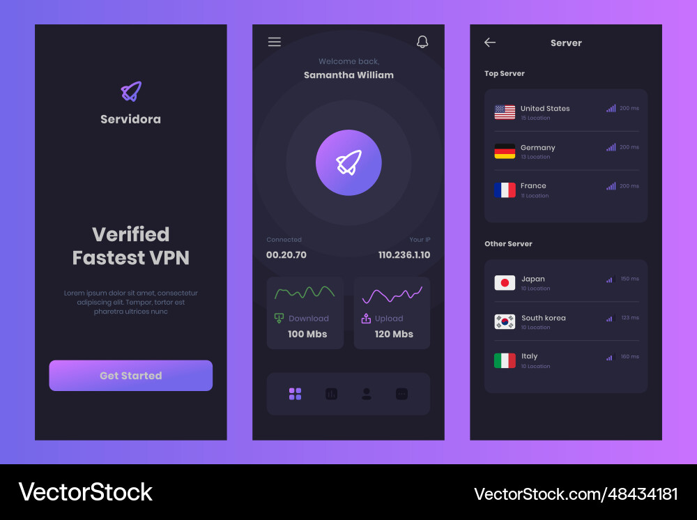 Vpn ui design template Vpn ui design template vector image