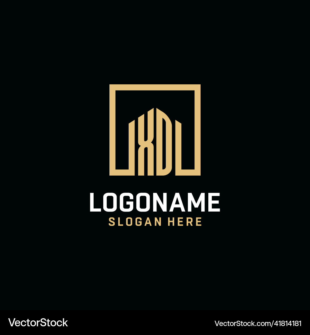 Xd initial monogram logo design with square shape Vector Image