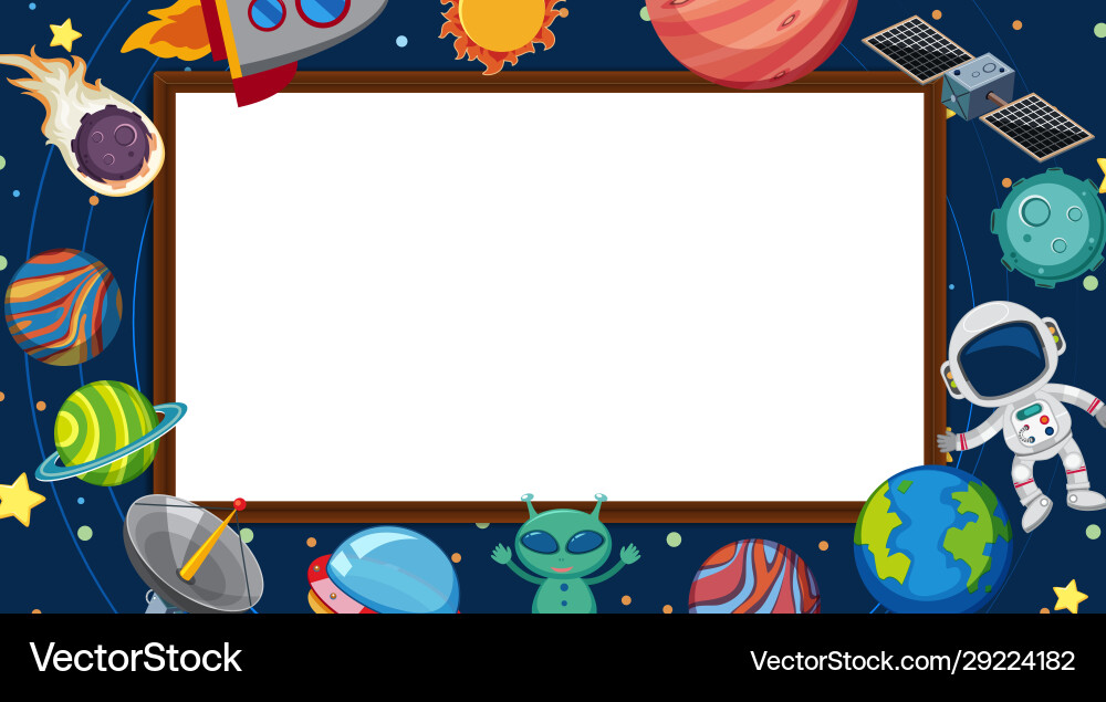 Border template with planets in space vector image