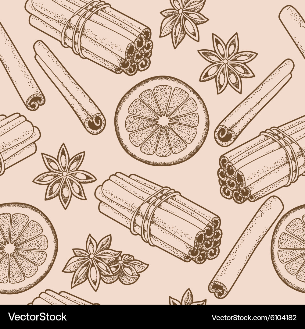 Cinnamon Spice Seamless Pattern Vector Image
