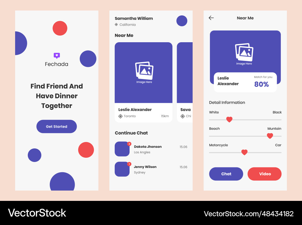 Dating ui design template Dating ui design template vector image