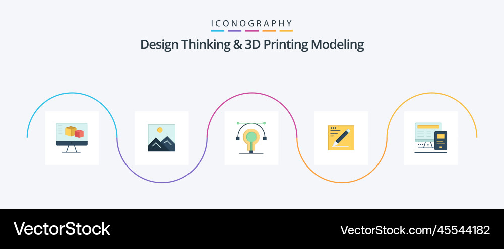 Design thinking and d printing modeling flat 5 vector image