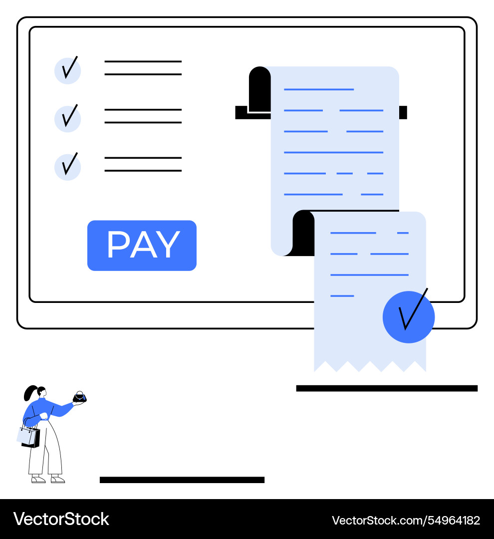 Digital payment system with invoice checklist Digital payment system with invoice checklist vector image