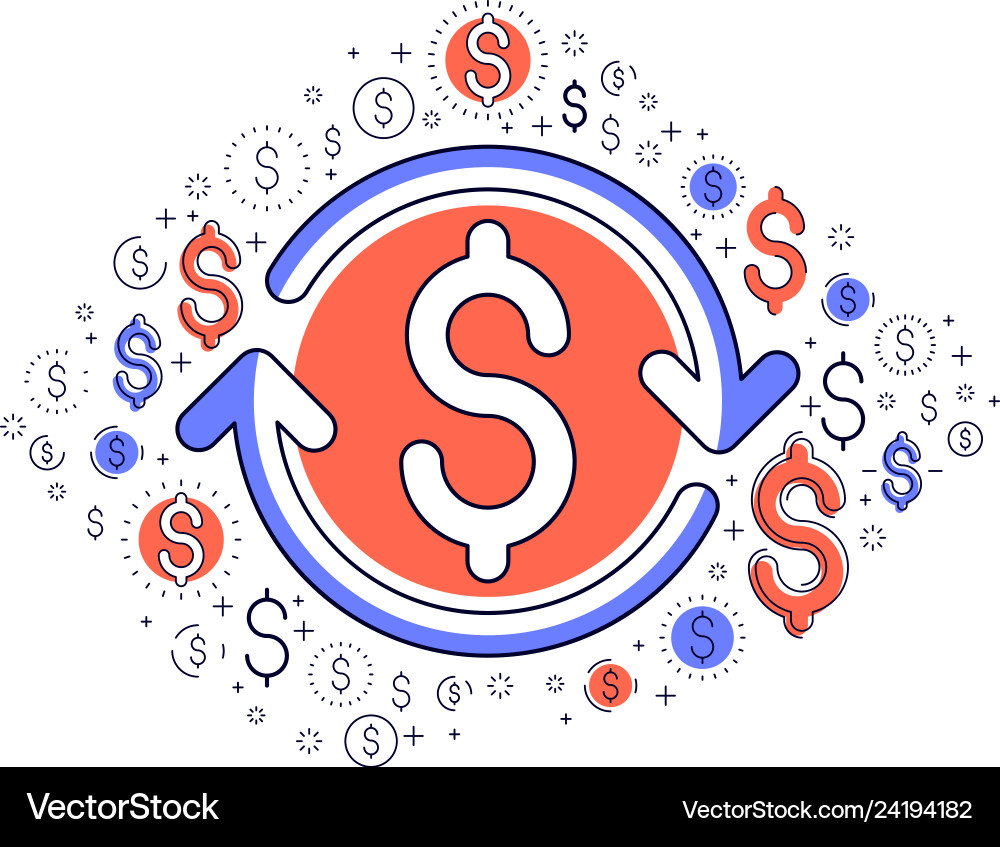 Dollar sign and loop arrow currency exchange Dollar sign and loop arrow currency exchange vector image