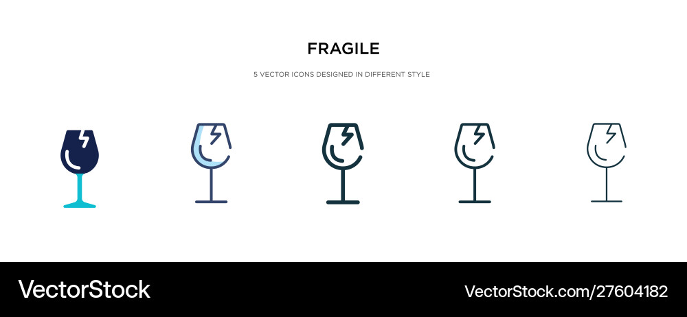 Fragile icon in different style two colored Fragile icon in different style two colored vector image