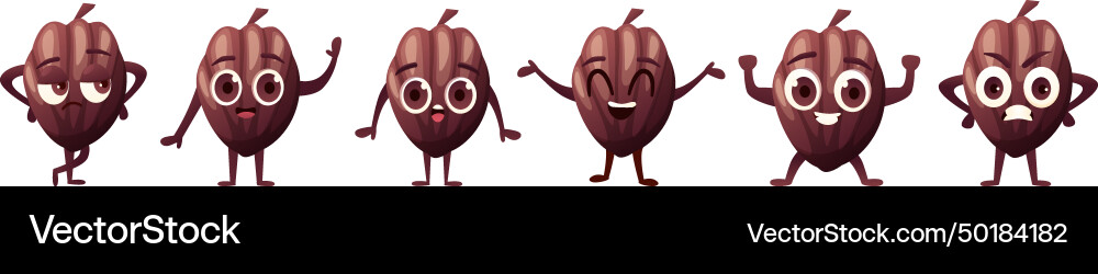 Funny Cocoa Bean Characters vector image
