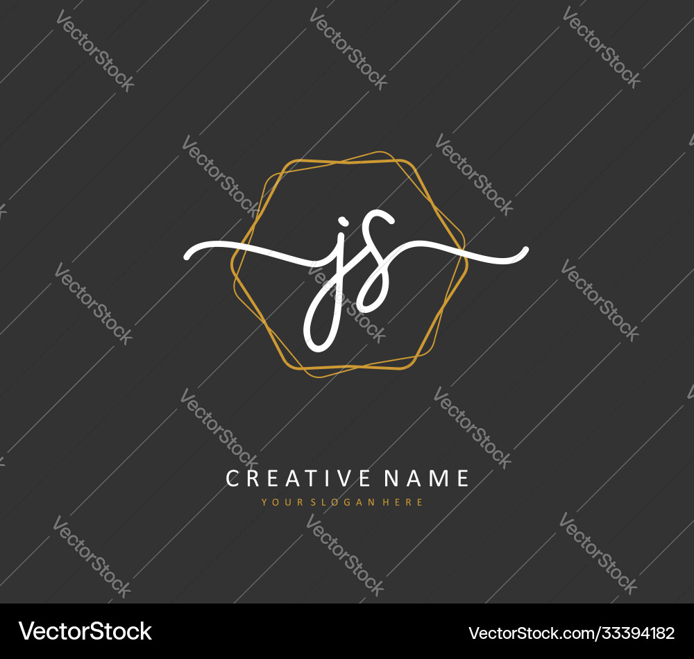 J s js initial letter handwriting and signature Vector Image