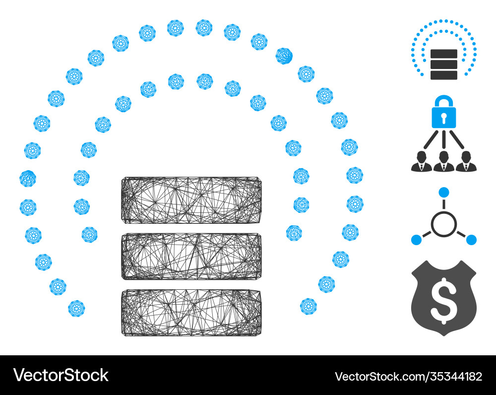 Linear database sphere shield mesh Linear database sphere shield mesh vector image