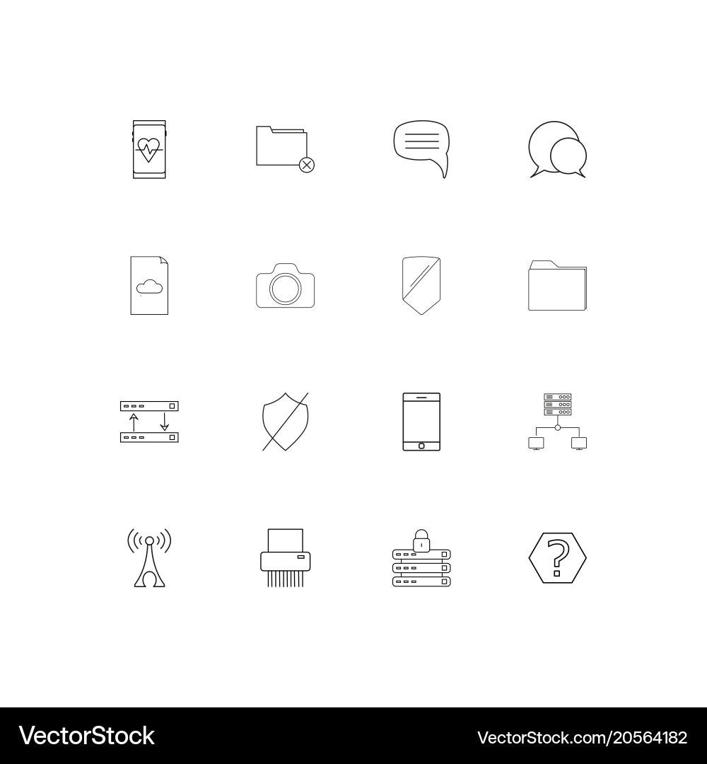 Network and database simple linear icons set Vector Image