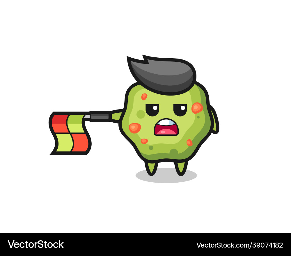 Puke character as line judge hold the flag Vector Image