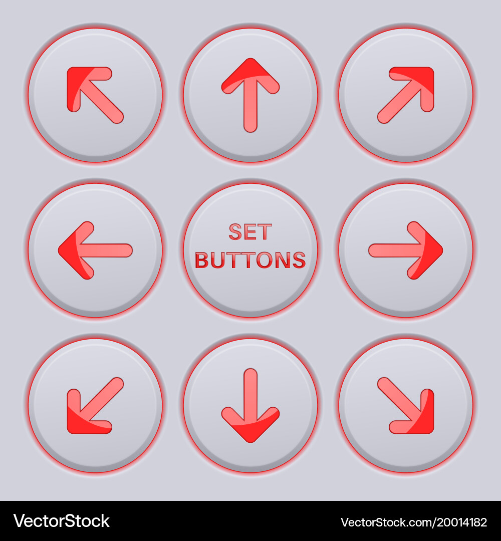 Red Arrow Keys on Gray Buttons vector image