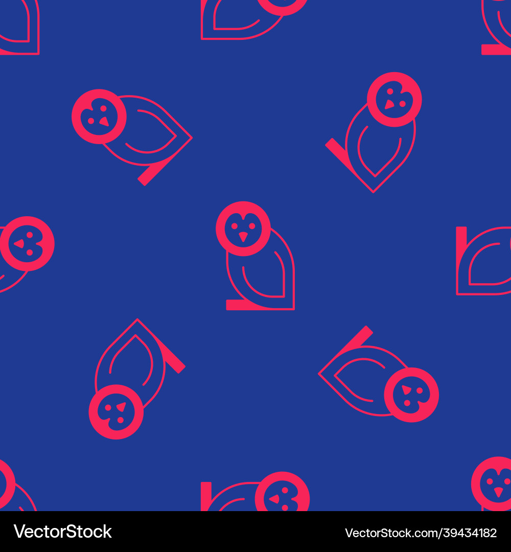 Red owl bird icon isolated seamless pattern Vector Image