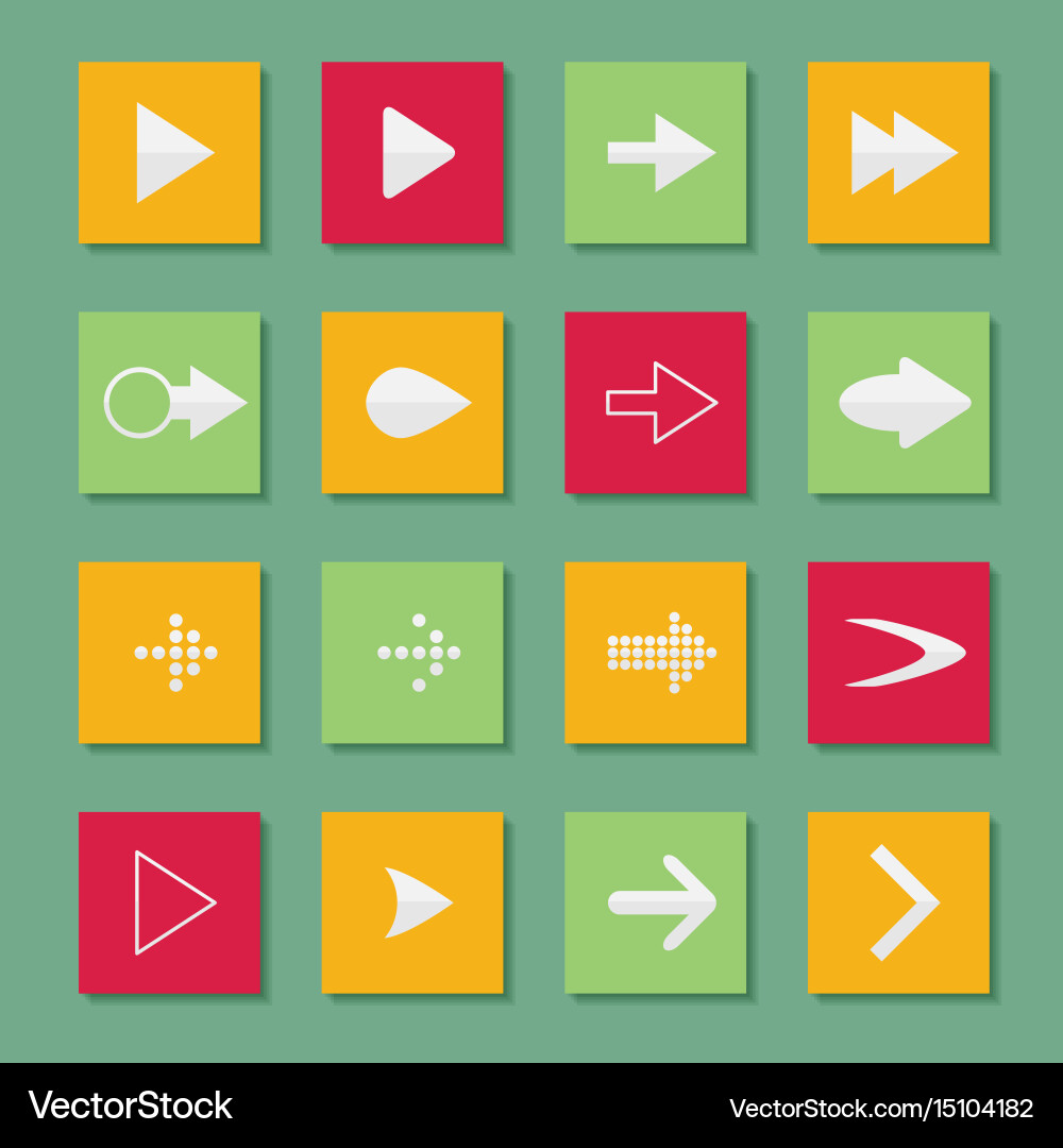 Set arrow icons of web design elements vector image