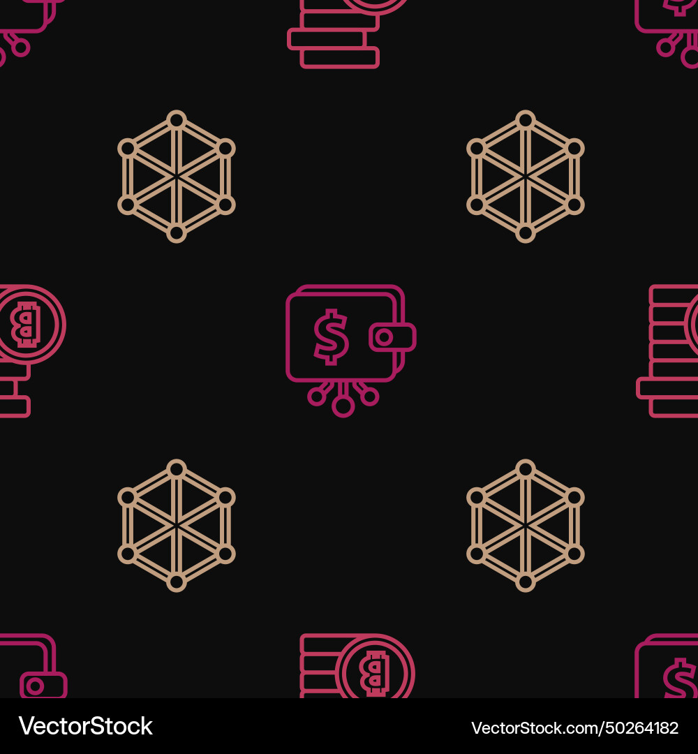 Set line bitcoin blockchain technology Set line bitcoin blockchain technology vector image