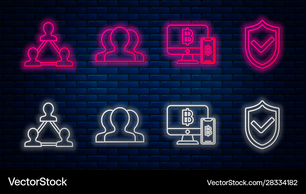 Set line users group computer monitor with mobile Set line users group computer monitor with mobile vector image