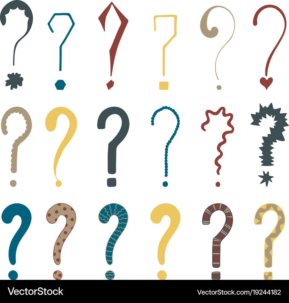 Set of 18 question marks for design vector image