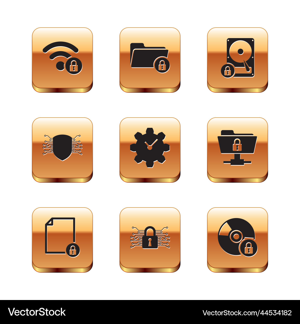 Set wifi locked document and cyber security vector image