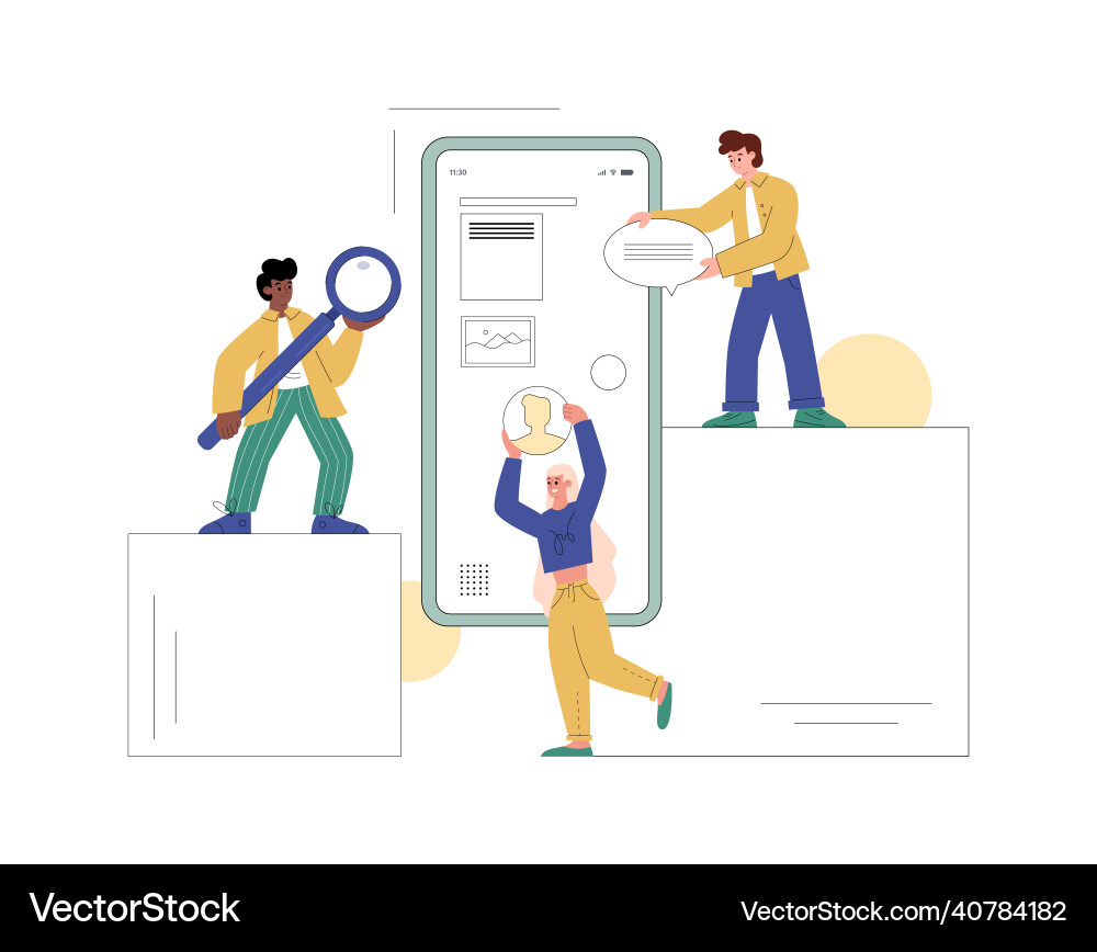 Ui and web designers work on mobile application Ui and web designers work on mobile application vector image
