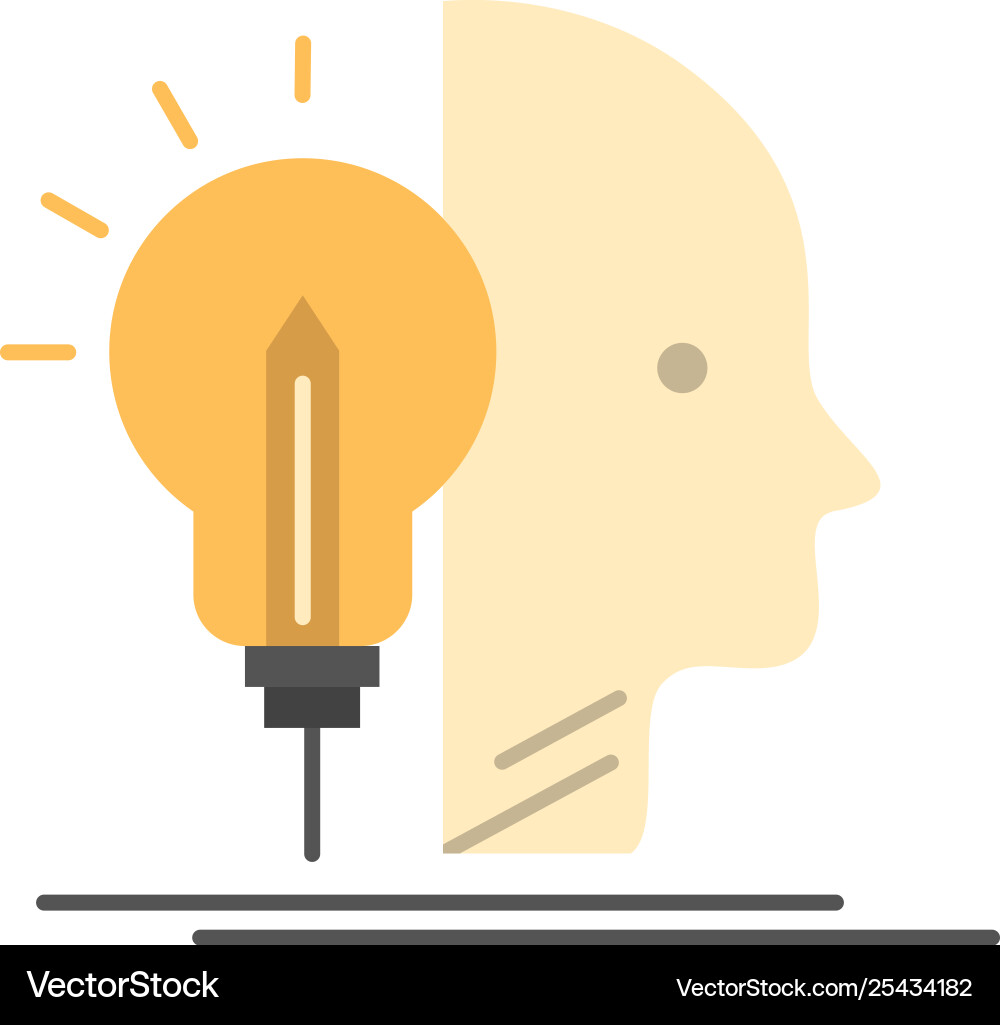 User mind making programming flat color icon vector image