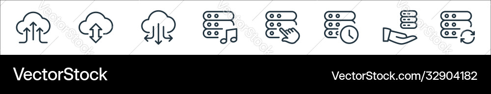 Work office server line icons linear set quality Work office server line icons linear set quality vector image
