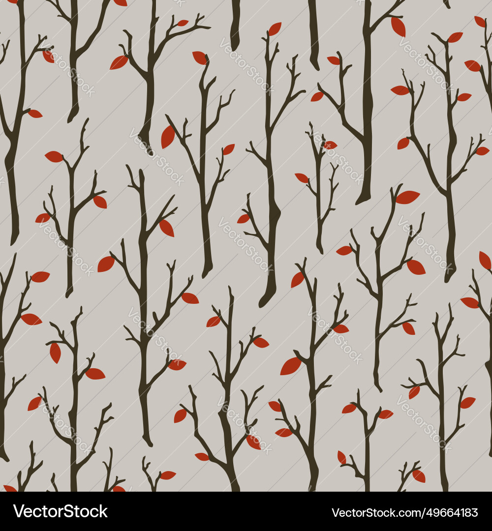 Bare tree branches seamless pattern dark Vector Image