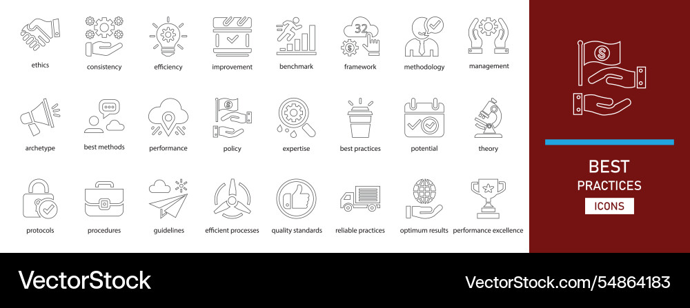 Best practices line icon set Best practices line icon set vector image
