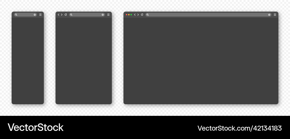 Blank web browser window with toolbar and search Blank web browser window with toolbar and search Vector Image