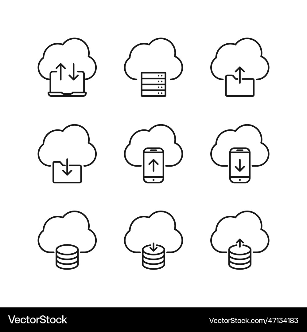 Editable set icon of cloud computing isolated Editable set icon of cloud computing isolated vector image