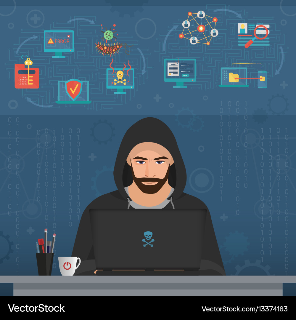 Hacker Man Data Breach vector image