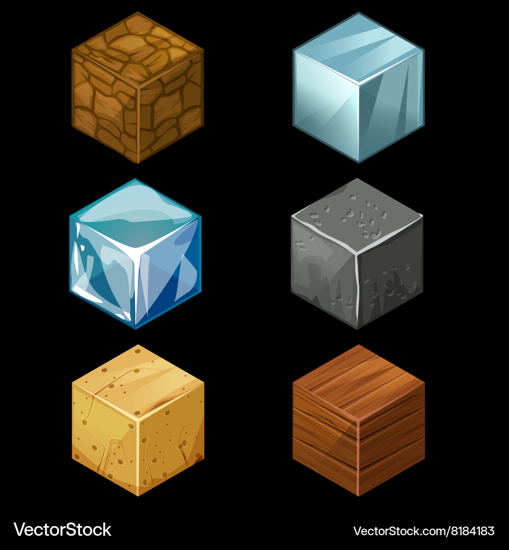 Isometric Game Blocks - Cube Set vector image