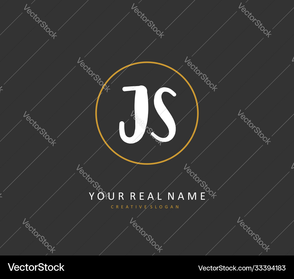 J s js initial letter handwriting and signature Vector Image