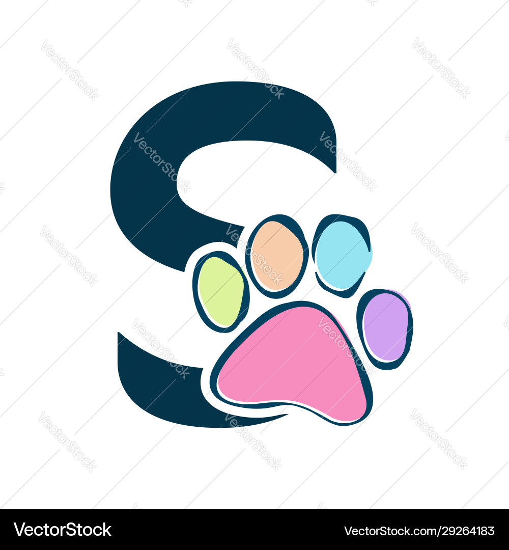 Letter paws s Letter paws s vector image