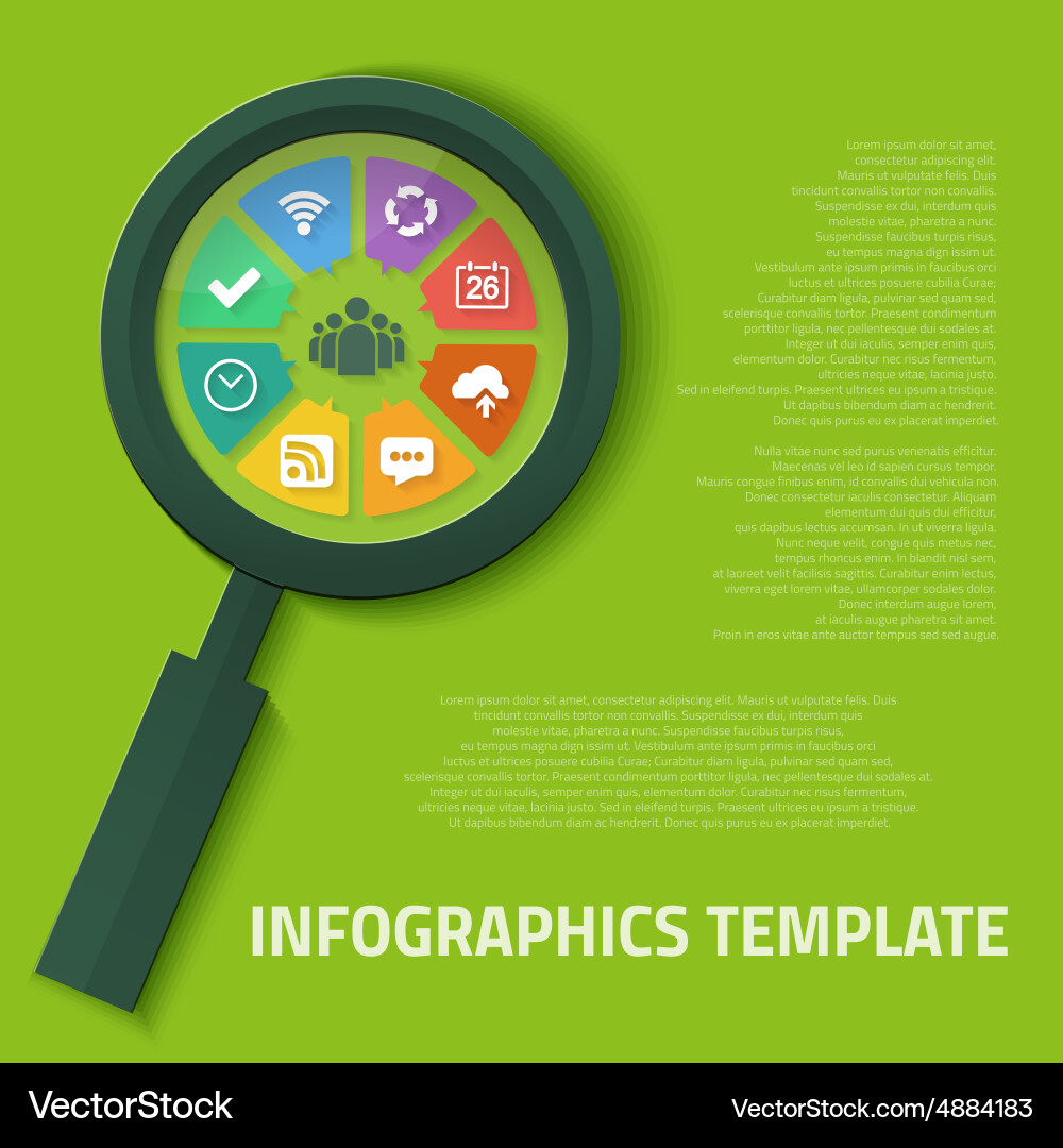 Magnifier zoom tool with icons inside which cab Vector Image