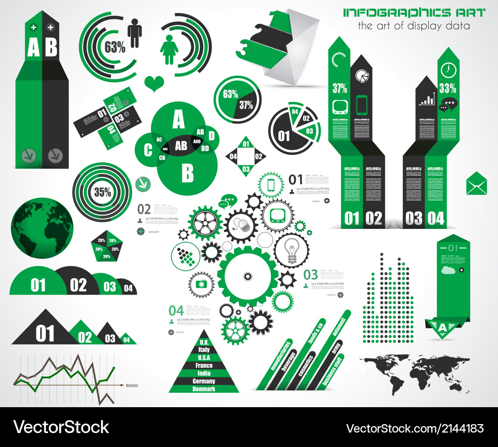 Modern Data Icons - Set of Elements vector image