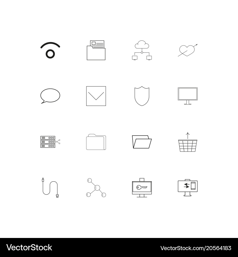 Network and database simple linear icons set vector image