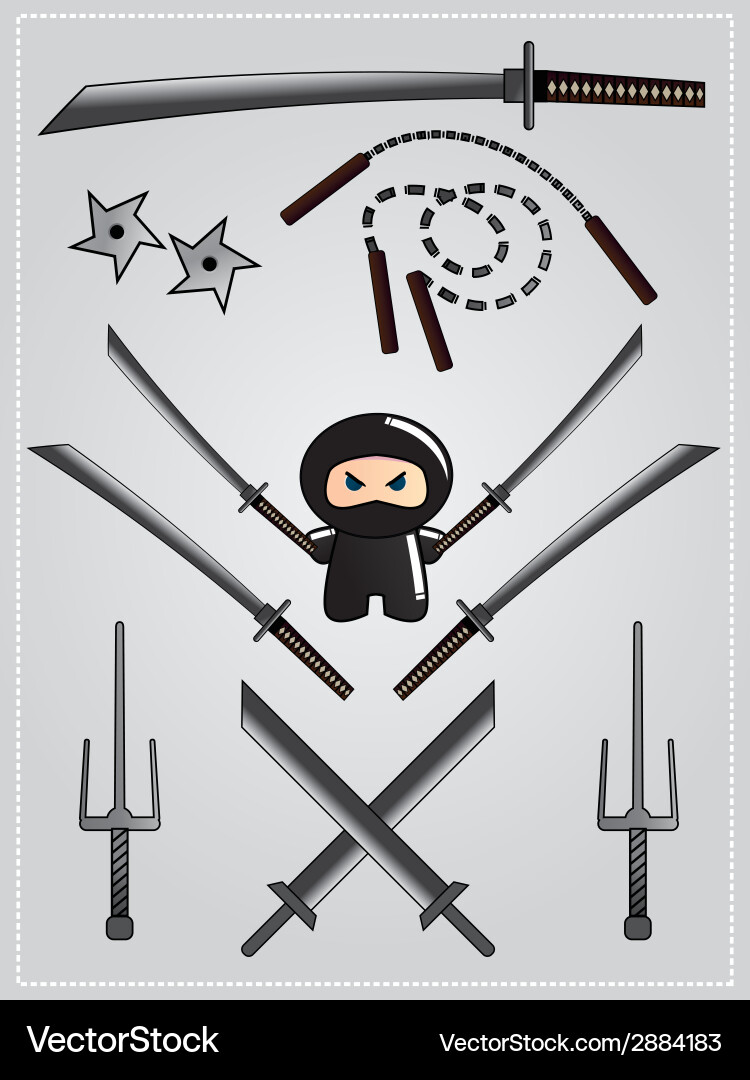 Ninja Weapons Collection Royalty Free Vector Image
