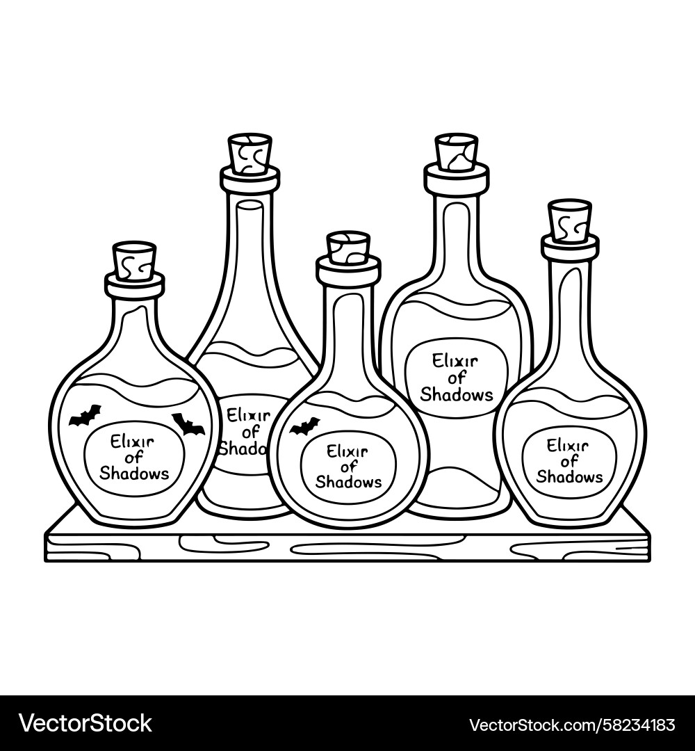 Potion Bottles - Elixir of Shadows Vector Image