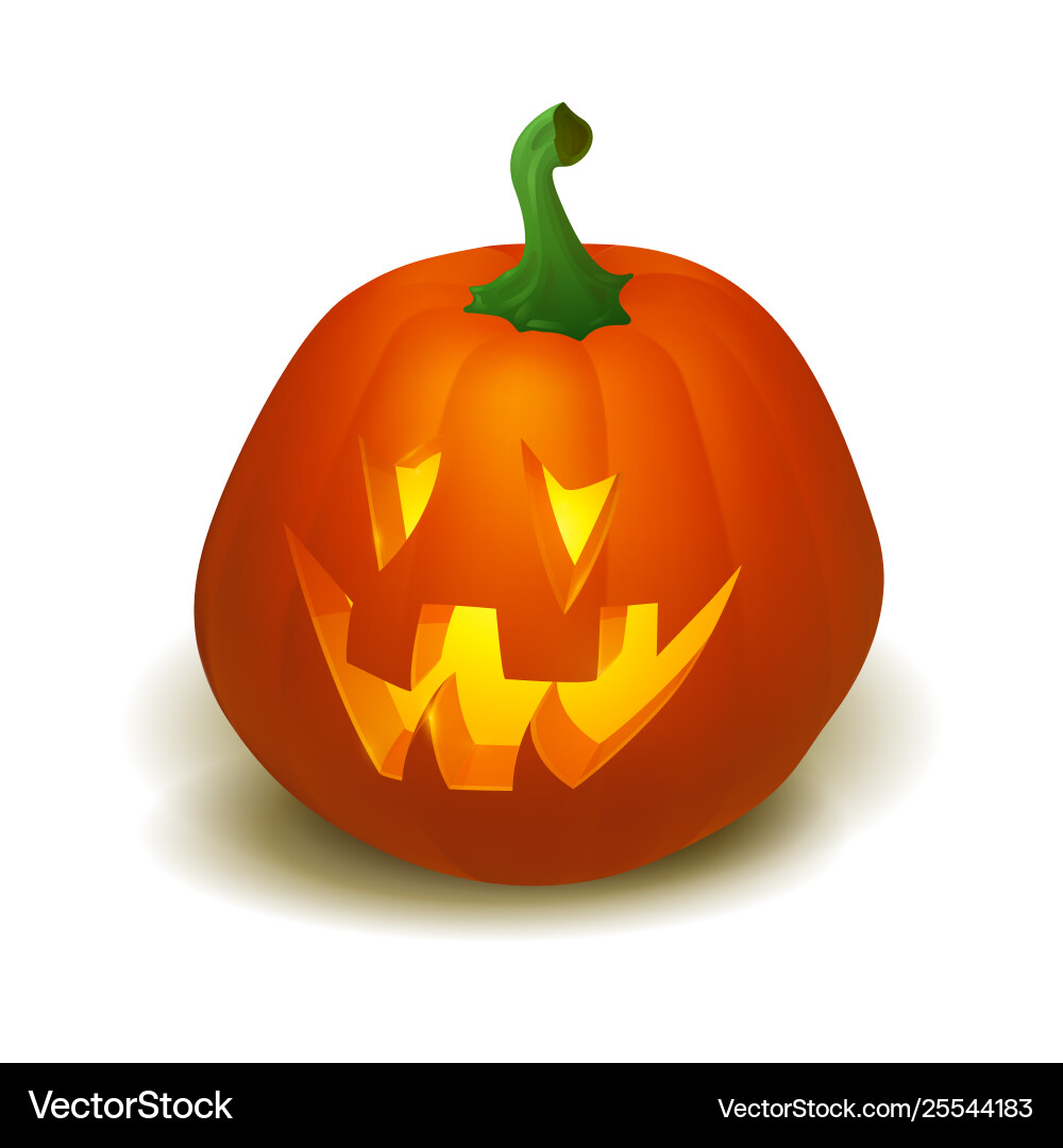 Realistic halloween pumpkin with candle Realistic halloween pumpkin with candle vector image