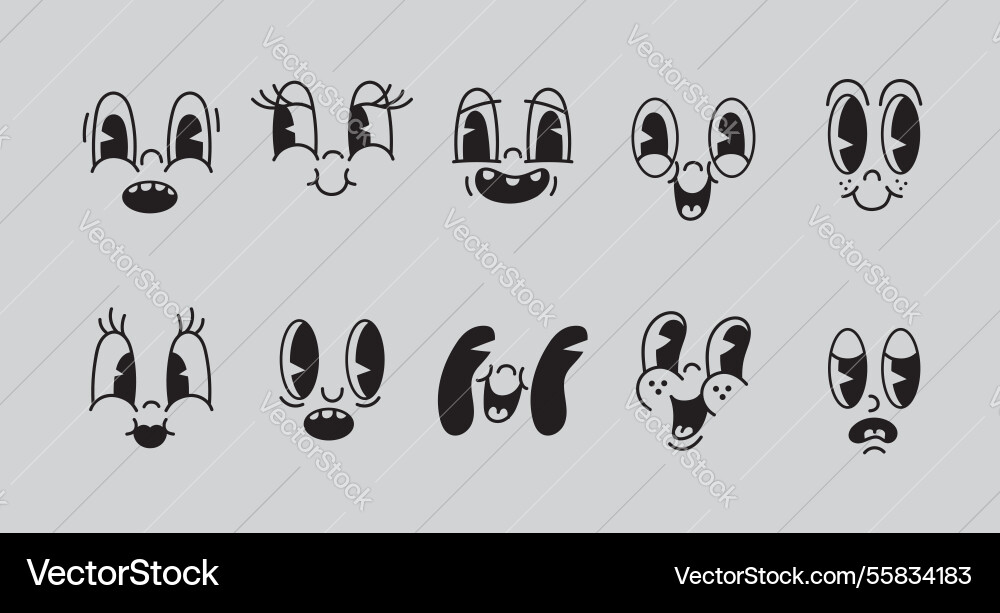 Retro characters set emotion faces Vector Image