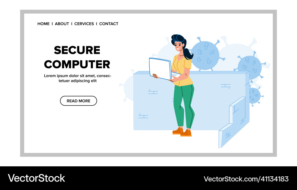 Secure computer Secure computer vector image