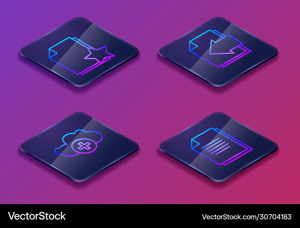 Set isometric line document with star add cloud Set isometric line document with star add cloud vector image