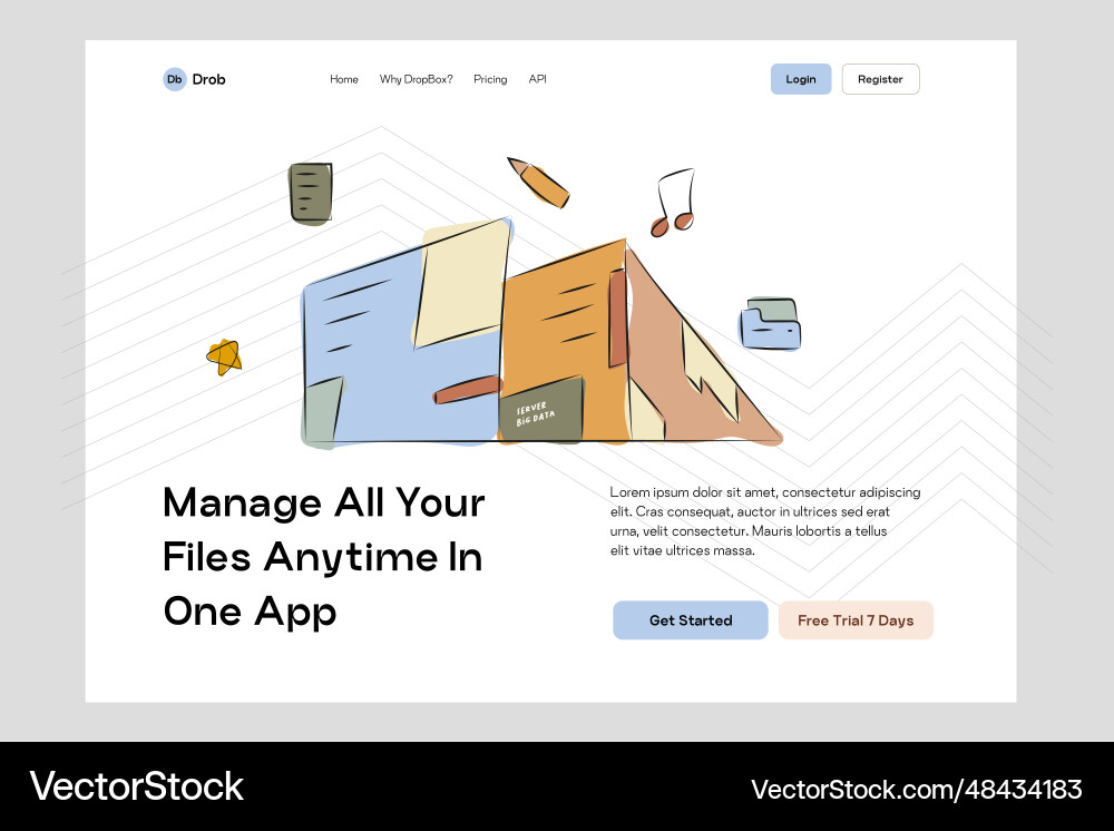 Storage website ui design template vector image