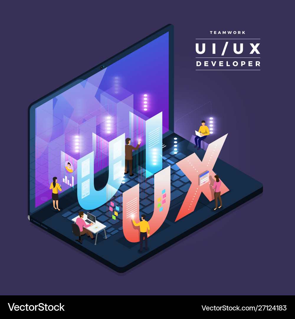 Teamwork ui ux developer Teamwork ui ux developer vector image