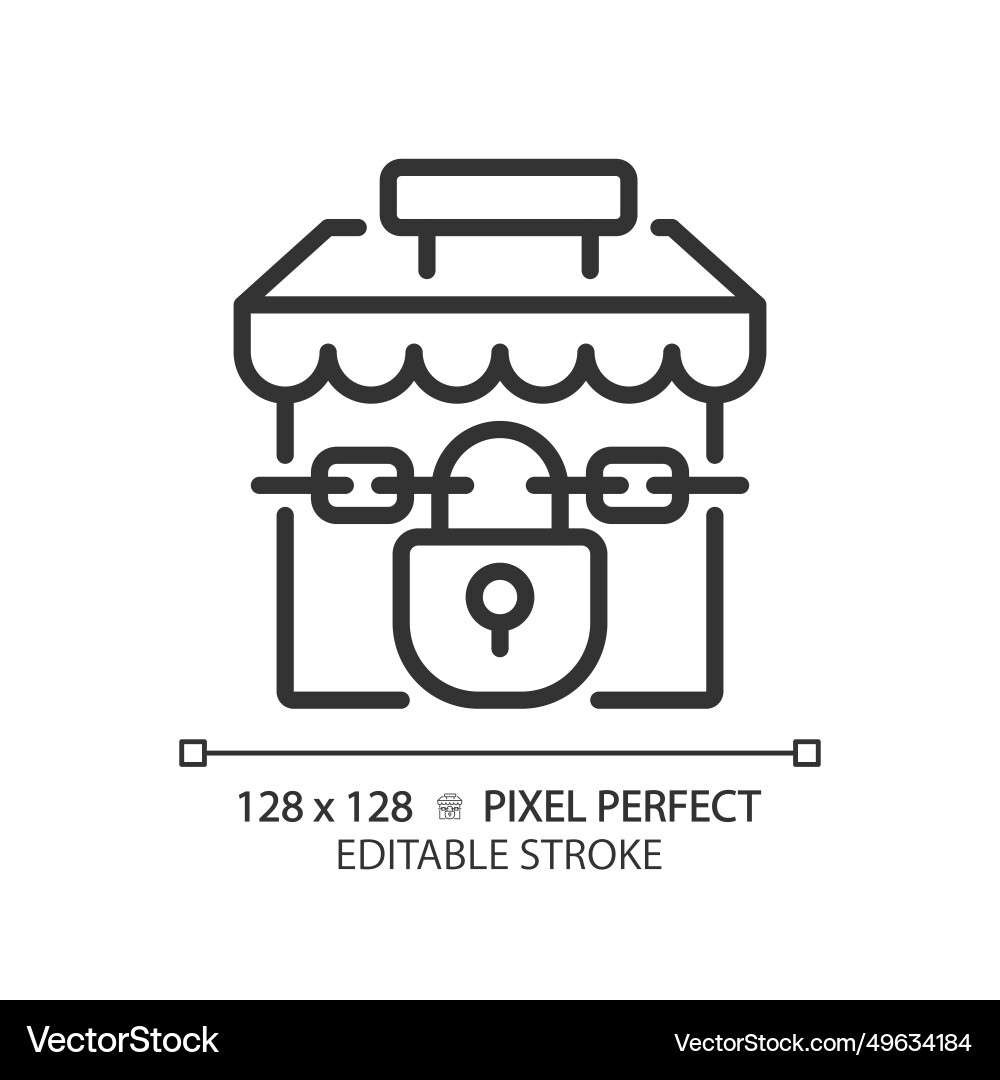 2d thin linear pixel perfect simple black closed 2d thin linear pixel perfect simple black closed Vector Image